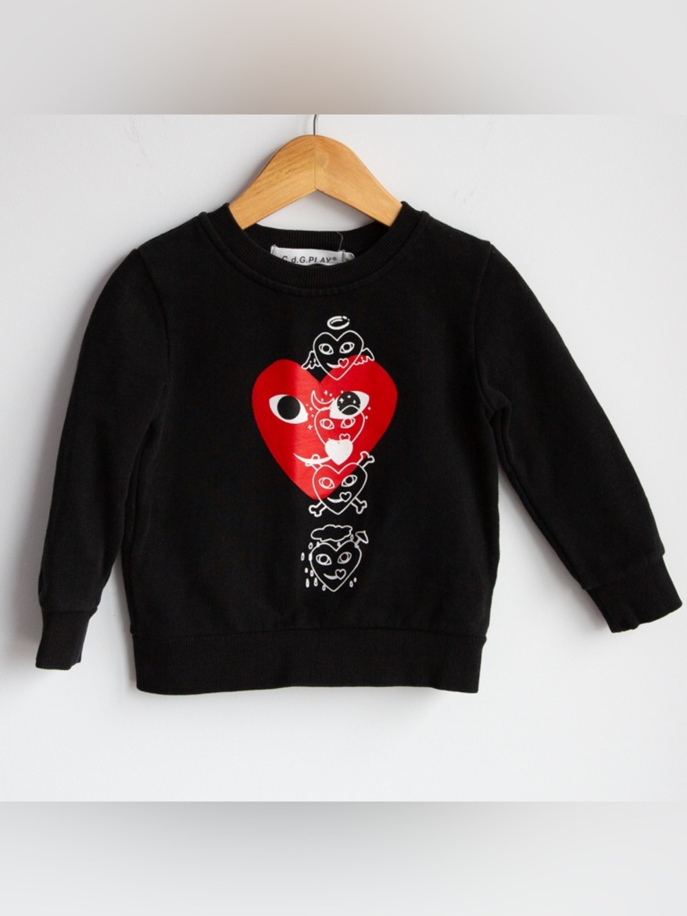 CDG Play Comme des Garçons Multi Heart Sweatshirt Kids 3T (105) Black